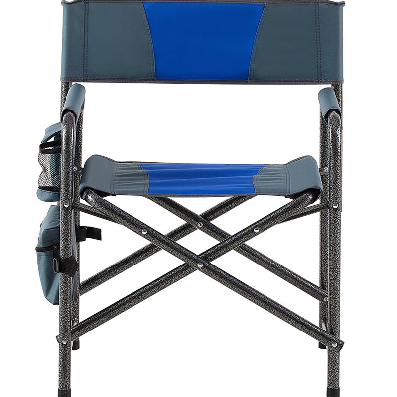 Chaise pliante avec construction - 2 poids léger pour l'extérieur, poches de rangement surdimensionnées bleues / grises