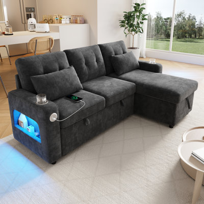 Chenille Chaise End Sofa