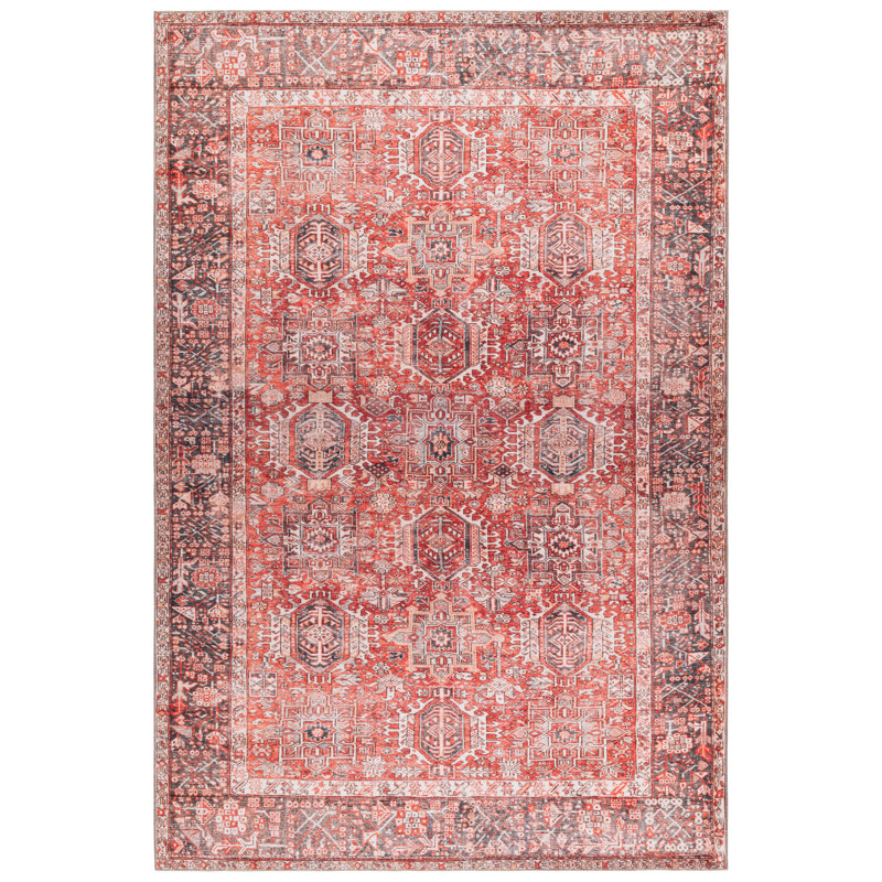Tapis oriental lavable en machine Vintage Heriz 614, Rectangle 6 pi x 9 pi