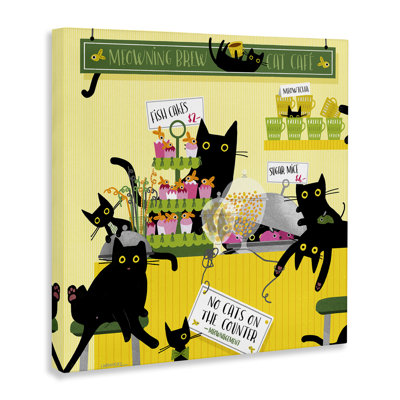 Silly Cat Café Bakery Canvas Wall Art by Leeza Hernandez