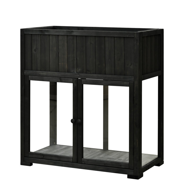 Patio 35.4''X17.7''X37.4'' Mini Wood Cold Frame, Black