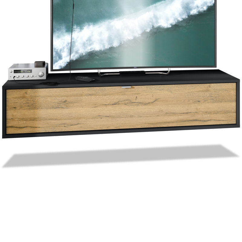 Mccaffrey Unfinished TV Stand for TVs up to 55", Black/Oak Nature