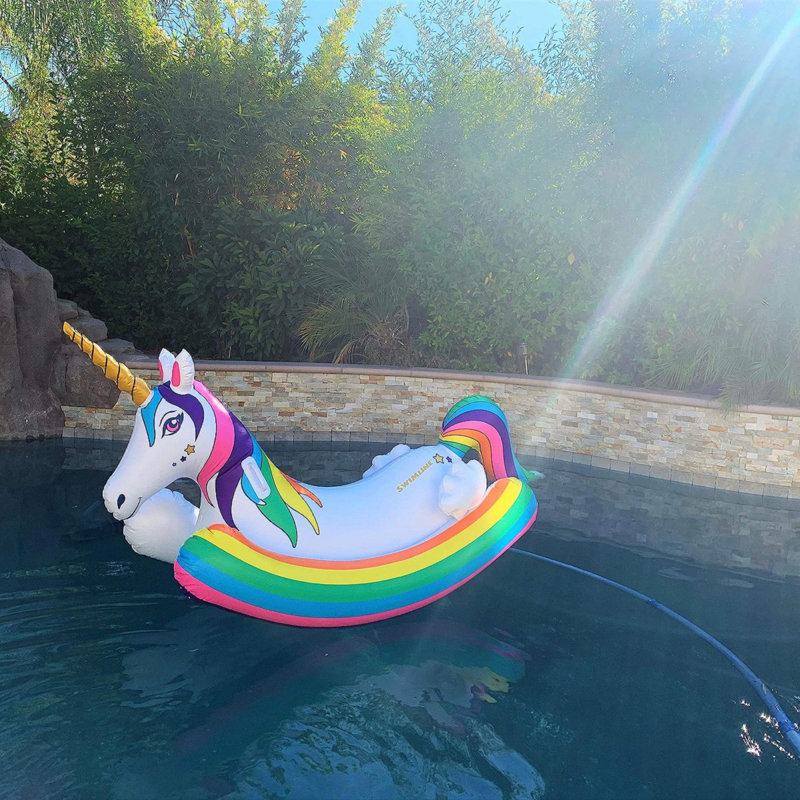 Flotteur de piscine 86 "à licorne arc-en-ciel gonflable 86"