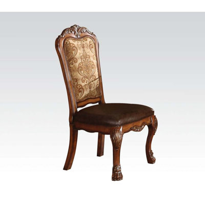 2 Vintage Cherry Oak Chairs For Dining - Base, Decorative Trim Side  2  Elegant Seat