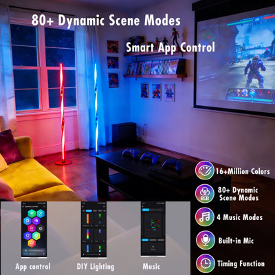 Smart Led Rgbwic Floor Lamp Modern Gold Floor Lamp With Music Sync And 16 Million Diy Colors