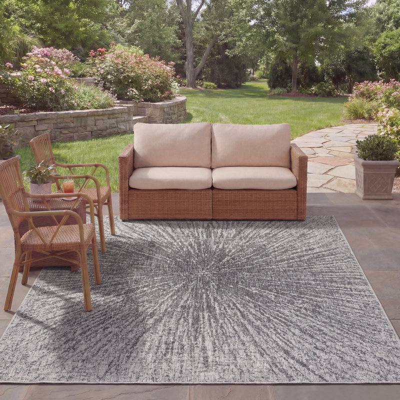 Atiyyah Performance Abstract Indoor/Outdoor Area Rug, Rectangle 8' x 11'