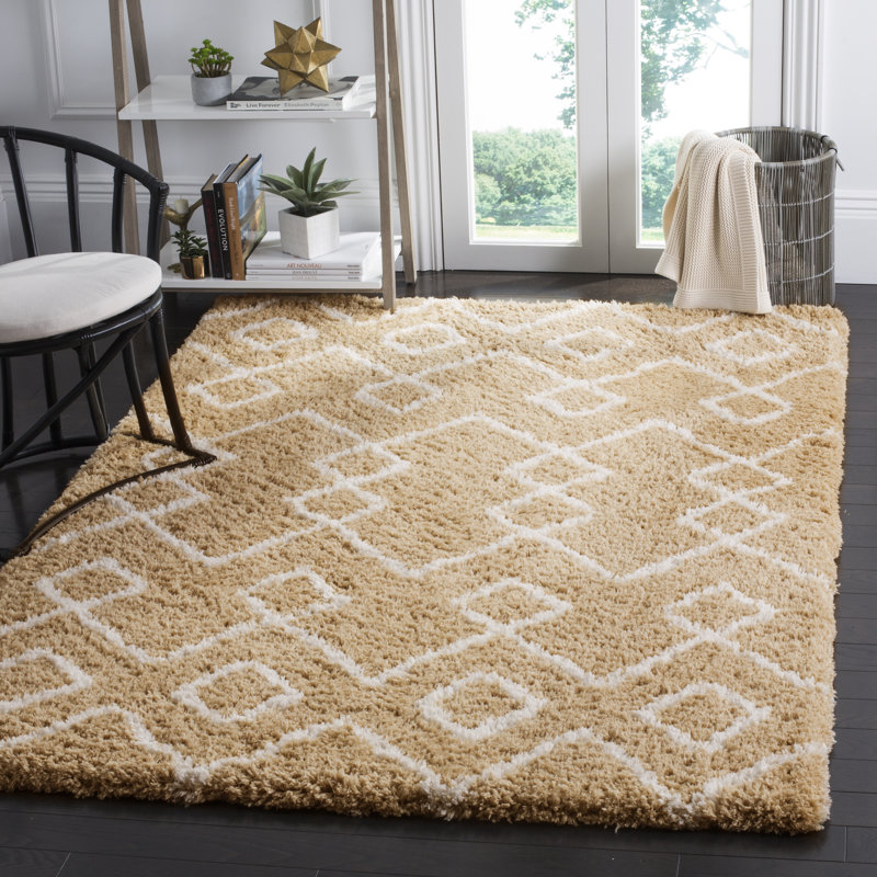 Aderita Shag Hand Tufted Performance Geometric Rug, Rectangle 8' x 10'