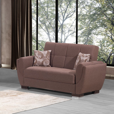 Jaliah Fabric Upholstered 3-in-1 Sleeper Loveseat Sofa Bed with Storage