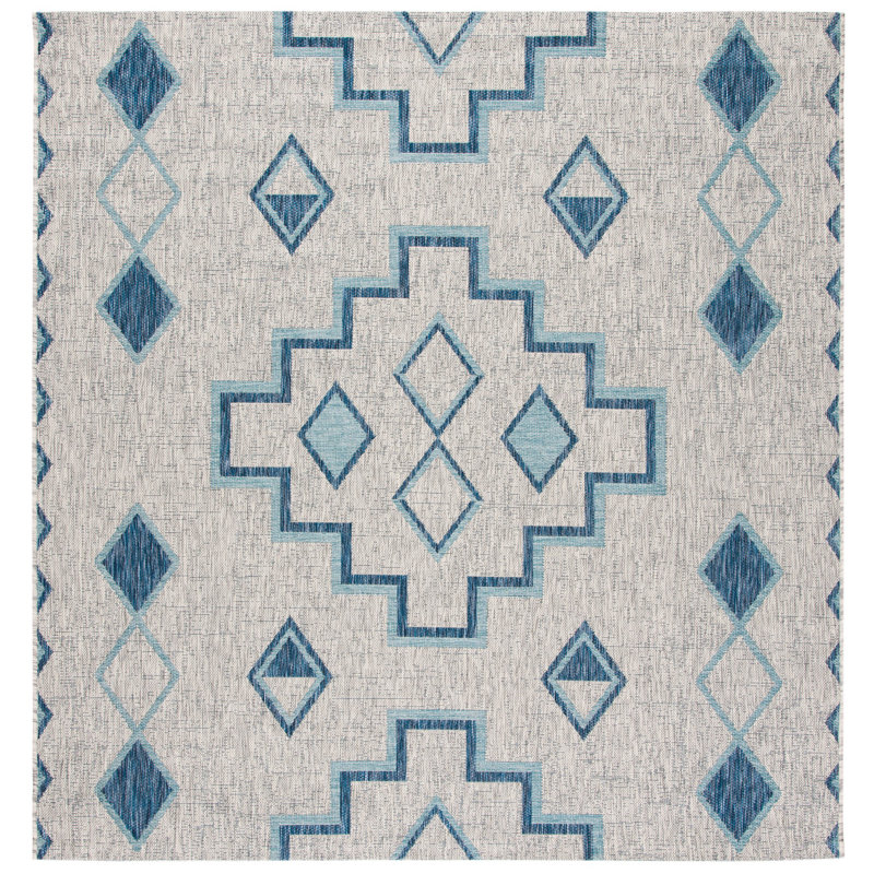 Amarien Geometric Indoor/Outdoor Area Rug, Square 6'7"