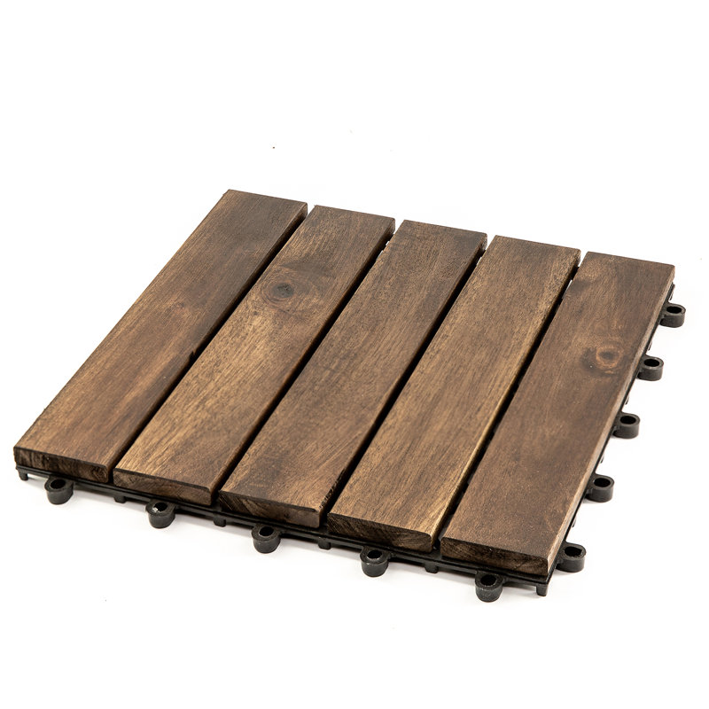 10 PC Acacia Wood Floor Tiles - Snap On Installation  High-Quality Indoor And Outdoor Laying Suitable For Terraces  Decks  And Pool Edges