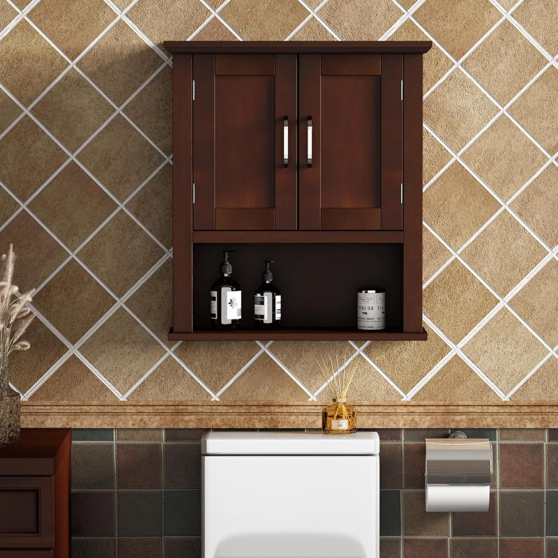 Guadaloue Bathroom Cabinet, Dark Cherry