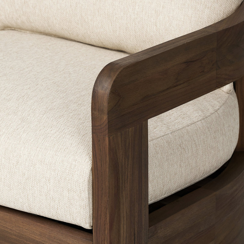 Jackson Outdoor Metal Swivel Chair-Bronze, Stained Toasted Brown, Ellor Beige
