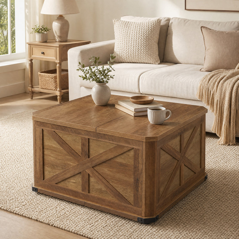 Table basse de rangement Farmhouse, Brun miel