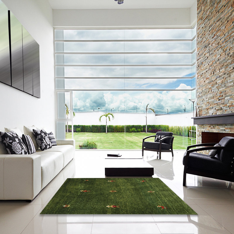 Tapis vert contemporain Naema, Carré 3 pi