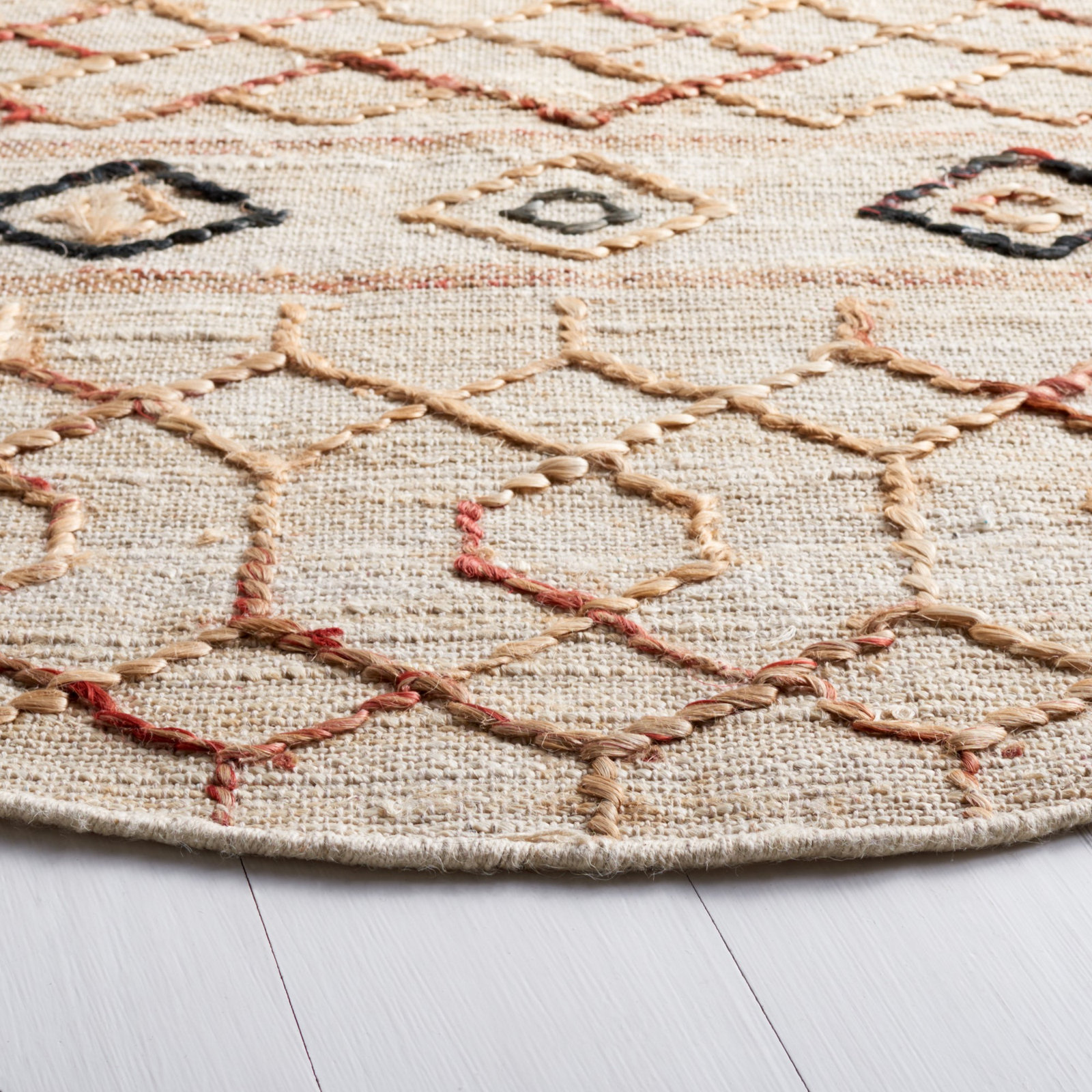 Kiya Natural Ivory Hand-Loomed Jute Rug, Round 6'