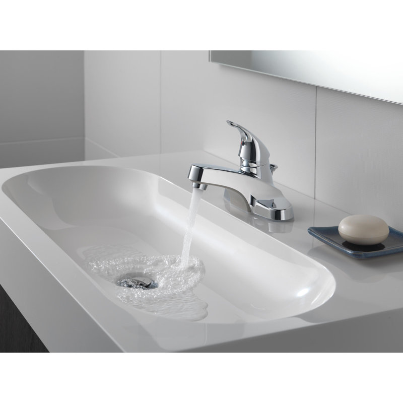 Core Centerset Bathroom Faucet with Drain Assembly, 2-handle Bathroom Sink Faucet, Chrome, Metal Drain Assembly