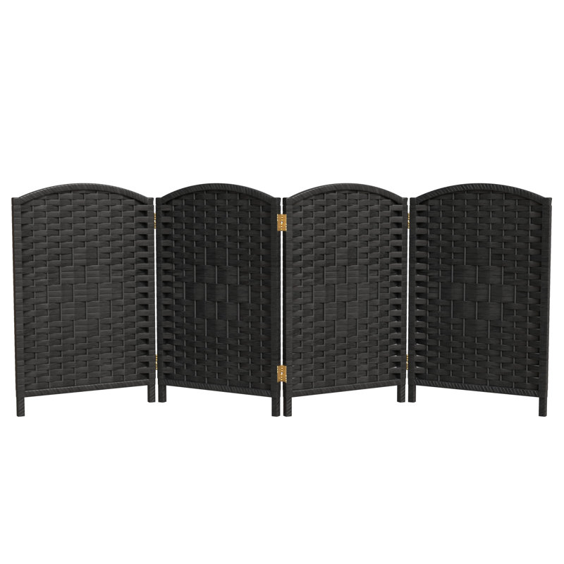 2 Ft. Tall Diamond Weave Fiber Room Divider - Dark Mocha - 8 Panel, Black, 4, 2 ft