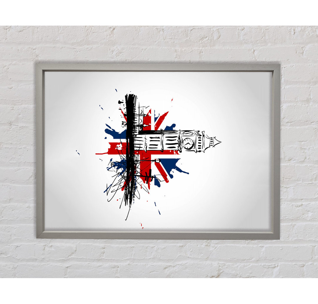 Union Jack Splash - Einzelner Bilderrahmen Kunstdrucke auf Leinwand