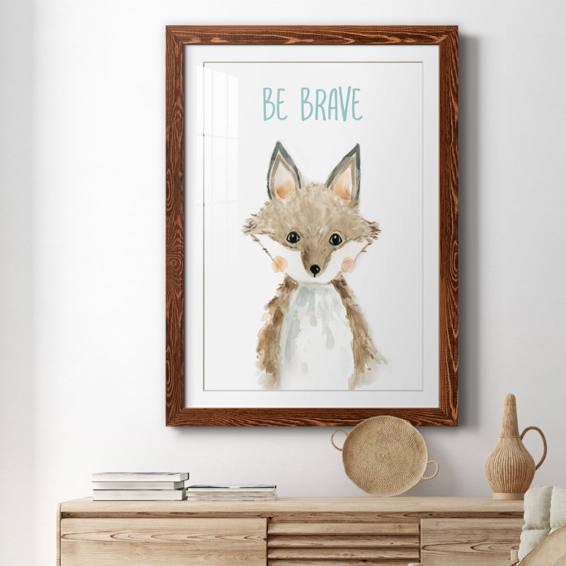 Be Be Brave Fox - impression encadrée, H 31,5 po x l 23,5 po x P 1,5 po, Toile avec cadre érable