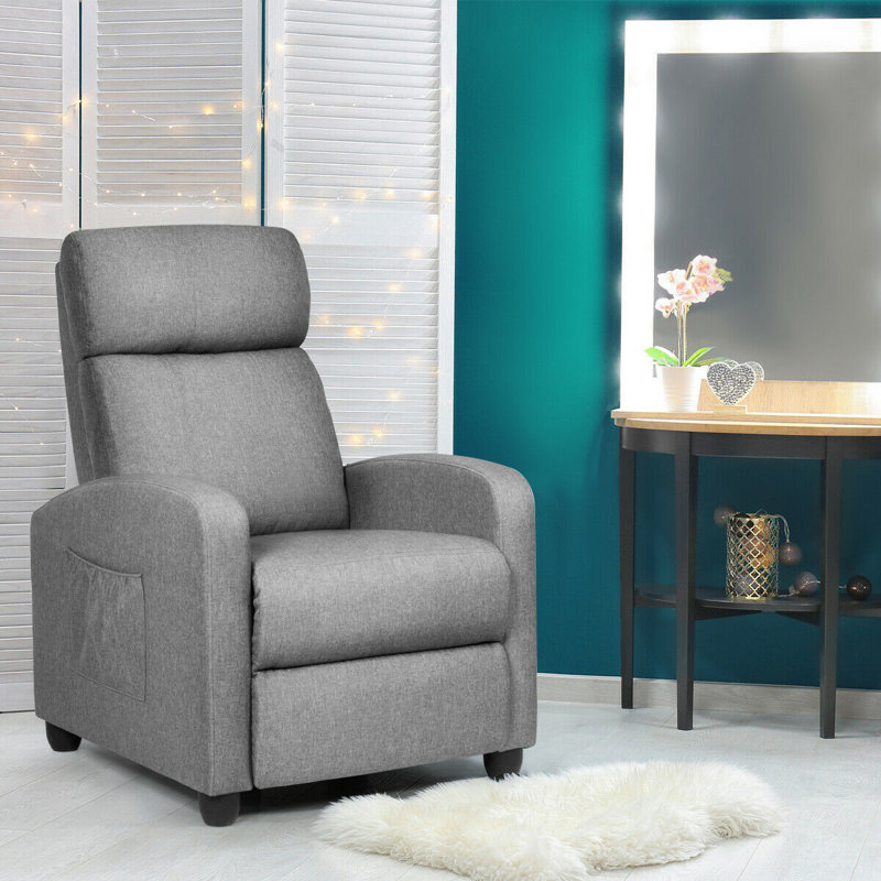 Fauteuil de massage inclinable avec siège rembourré Bernuth, Lin gris