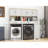 Over The Washer, Dryer And Robot Vacuum Storage Cabinet Suitable For Compact Washing Machines, Laundry Room Storage Organizer With 1 Laundry Basket, 1 Drawer And 2 Adjustable Shelves