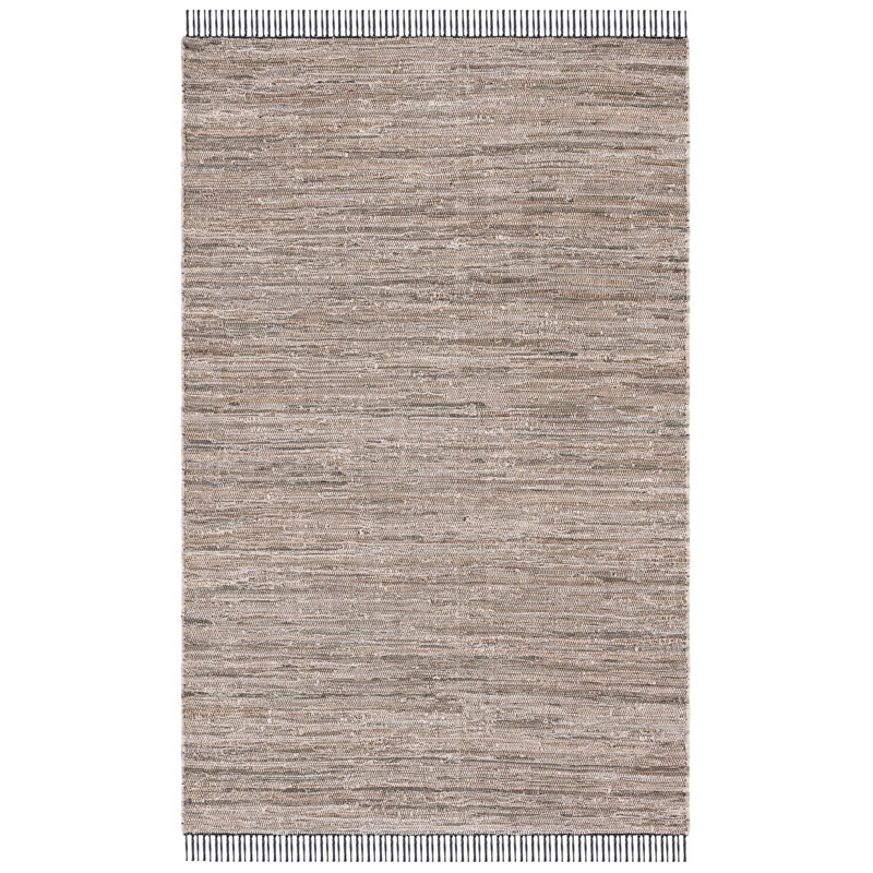 Abiodun Hand Woven Denim/Cotton Rug in Black/Beige, Rectangle 4' x 6'