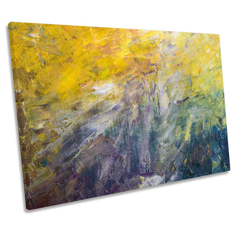 Abstract Paint Strokes Yellow - Wrapped Canvas Print, 81.3cm H x 121.9cm W x 4cm D
