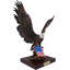 Statue de grand aigle à tête blanche posée sur un drapeau américain avec base 17 po