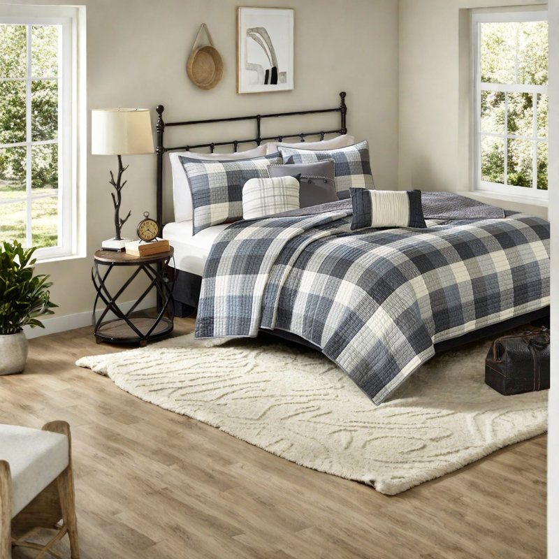 Ensemble de literie de style campagnard, chevrons en polyester, style chalet confortable