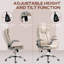 Fauteuil d'ordinateur crème blanc avec massage par vibration, siège lombaire chauffant, siège réglable et accoudoirs à hauteur réglable, chauffage de bureau pivotant, réglable en hauteur