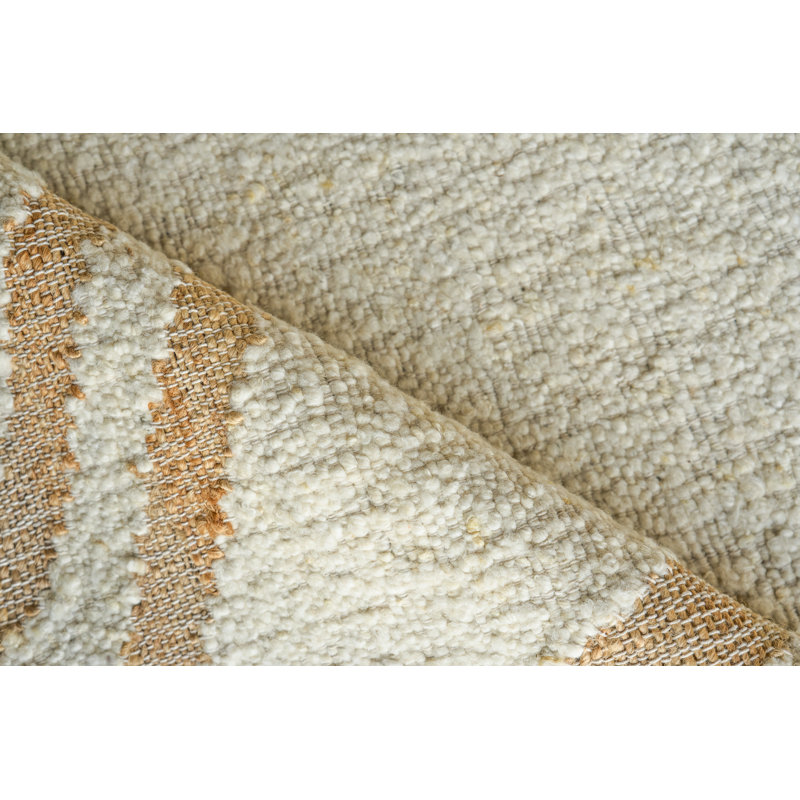 Pompano Hand Woven Wool/Jute IVORY/Cream/Beige Area Rug, 8'X10'