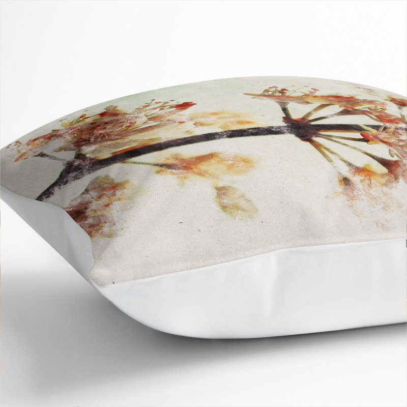 Pink Cherry Blossom Flowers Vol.12 Scatter Cushion, White, 40cm H x 40cm W x 15cm D