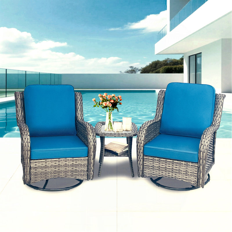 Ensemble de mobilier de patio en osier - Ensemble de conversation 3 pièces en rotin pour l'extérieur