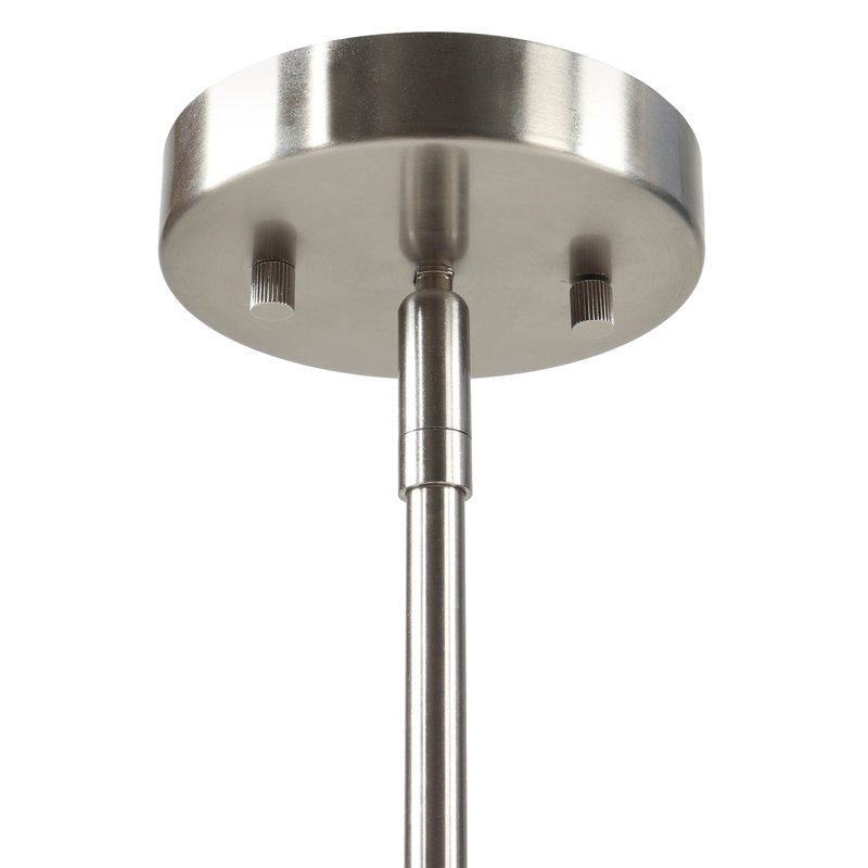 Luminaire suspendu 1 lumière avec abat-jour cylindrique en verre givré, Brushed Nickel