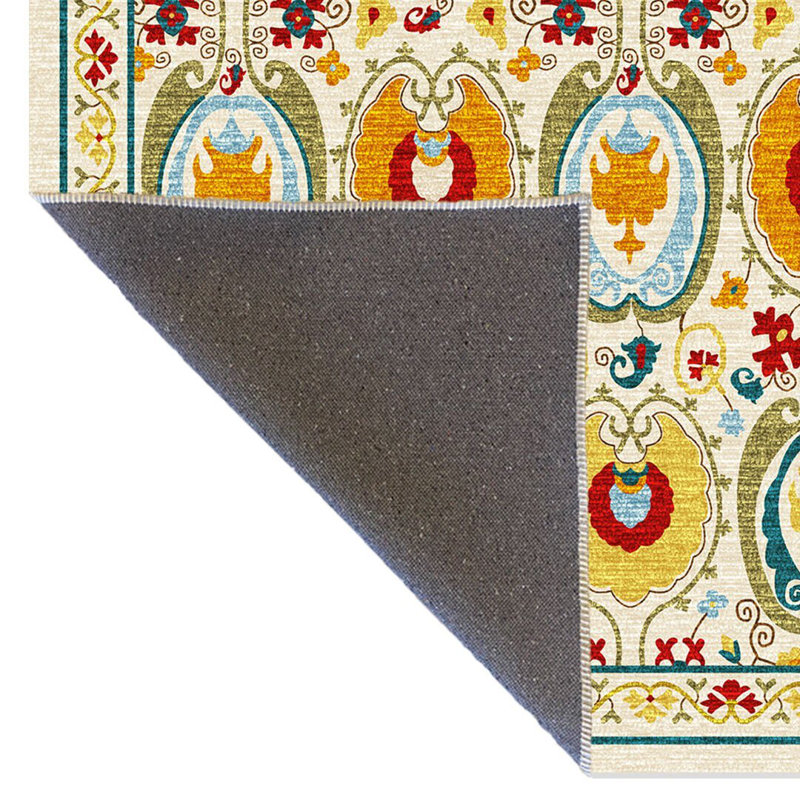 Multi-Colored Traditional Motif Decorative Rug, Rectangle 3'9.81" x 4'11.06"