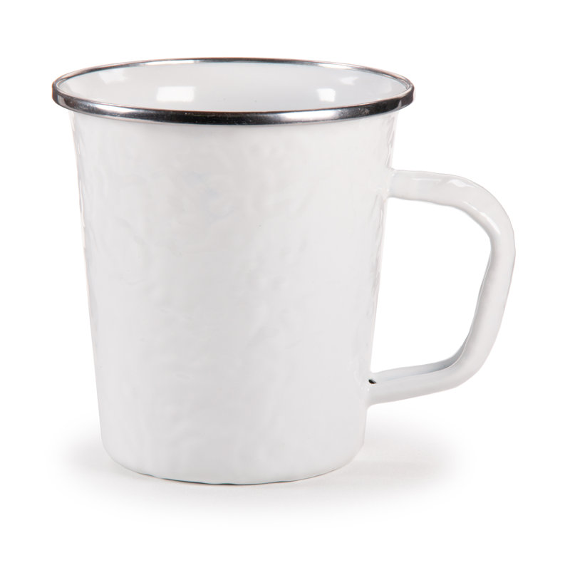 Set of 4 Solid Red Latte Mugs, Solid White Textured