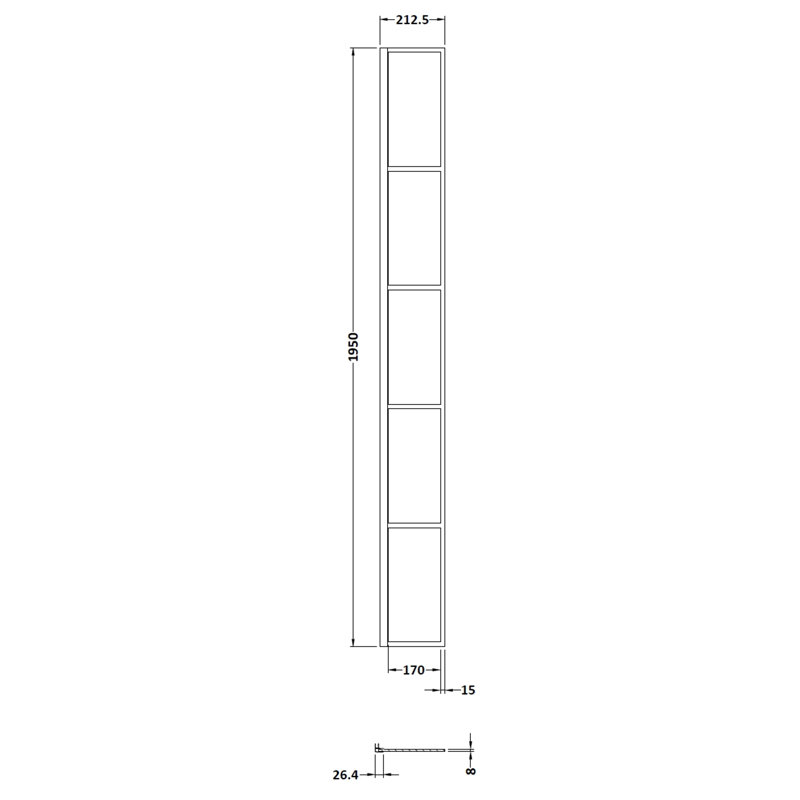Framed Wetroom Screens 213 x 280 mm Metal Return Screen  Matte Black