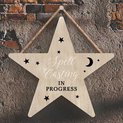 Spell Casting In Progress Wooden Star Plaque
