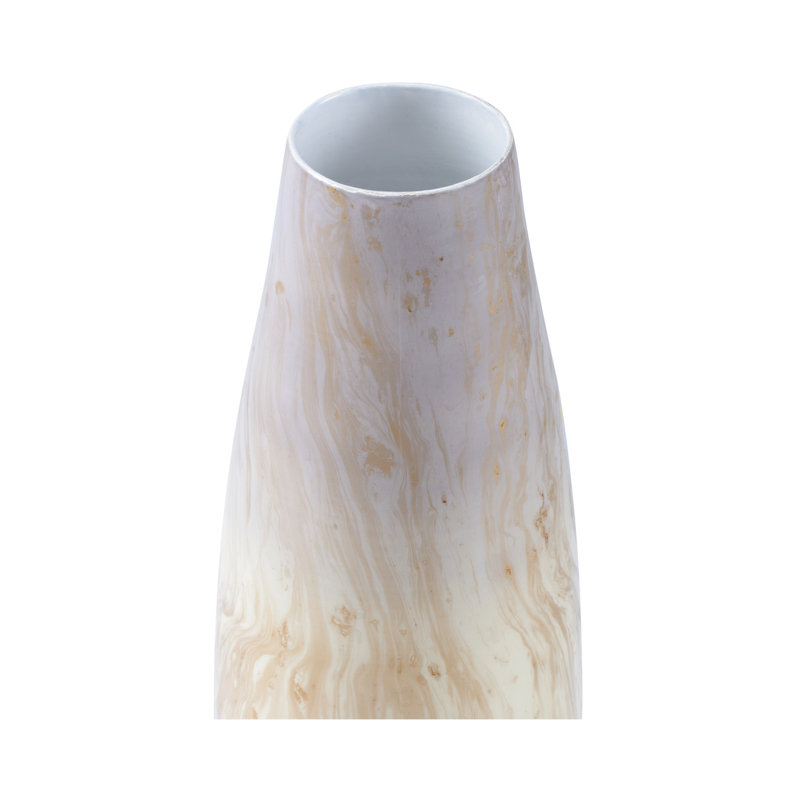 Handmade Metal Table Vase, 24" H x 7.5" W x 7.5" D, Oyster Swirl