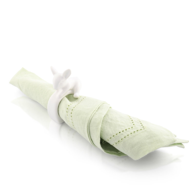 Stoneware Climbing Bunny Napkin Rings