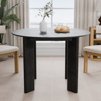 30“H Round Wood Dining Table Kitchen Table with 4 Legs by Ebern Designs