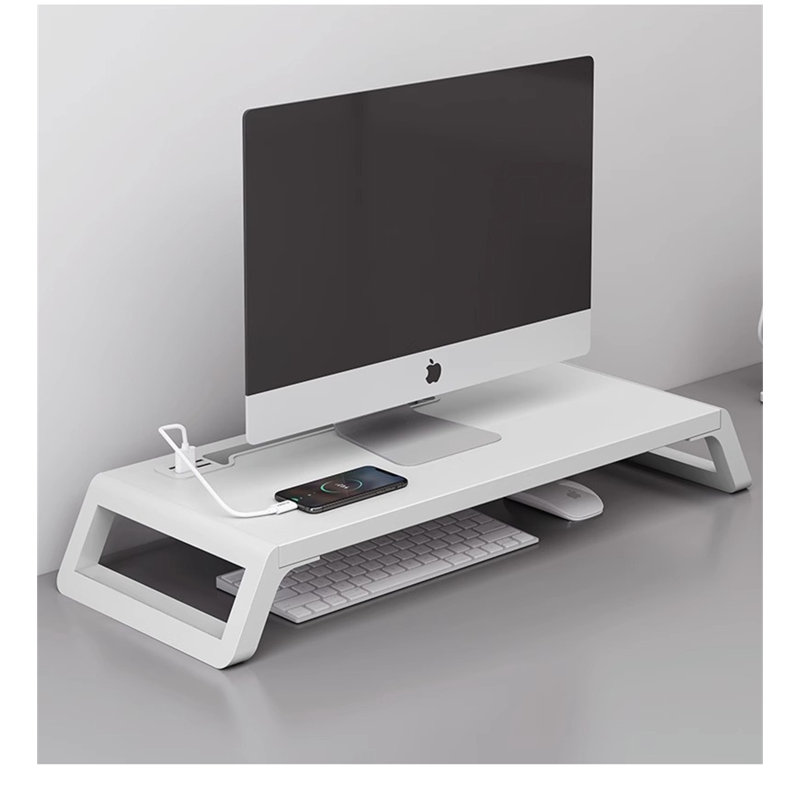 Support pour écran d'ordinateur de bureau multifonctionnel, Blanc