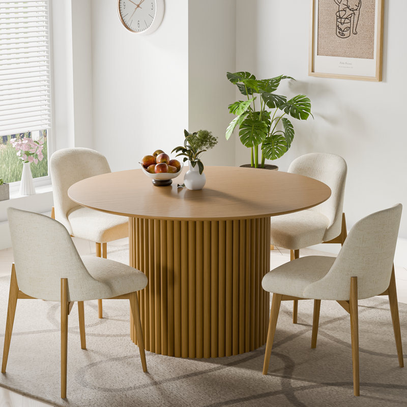 Ensemble de table ronde et chaises, Beige, H 30 po x L 46 po x l 46 po