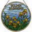 Panneau de vitrail 12 "H Golden Blossoms-1343070708