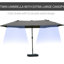 Parasol de patio de 15 pieds - Parasol extérieur rectangulaire en acier double face, gris foncé, protection contre le soleil, manivelle facile, matériau durable gris 15 pi avec base. Parasol de parasol. Acier, intempéries