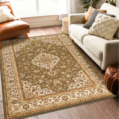 Tapis en polypropylène 10 pi 6 po X 14 motif médaillon de style élégant et durable
