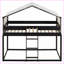 Lit superposé simple au-dessus de simple en bois de pin massif avec tente espresso amovible - Style maison de jeu peu encombrante-1482847048