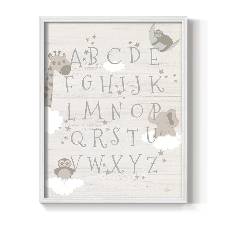 Dream Dream Alphabet, reproduction encadrée - bois massif, H 15 po x l 12 po, Blanc