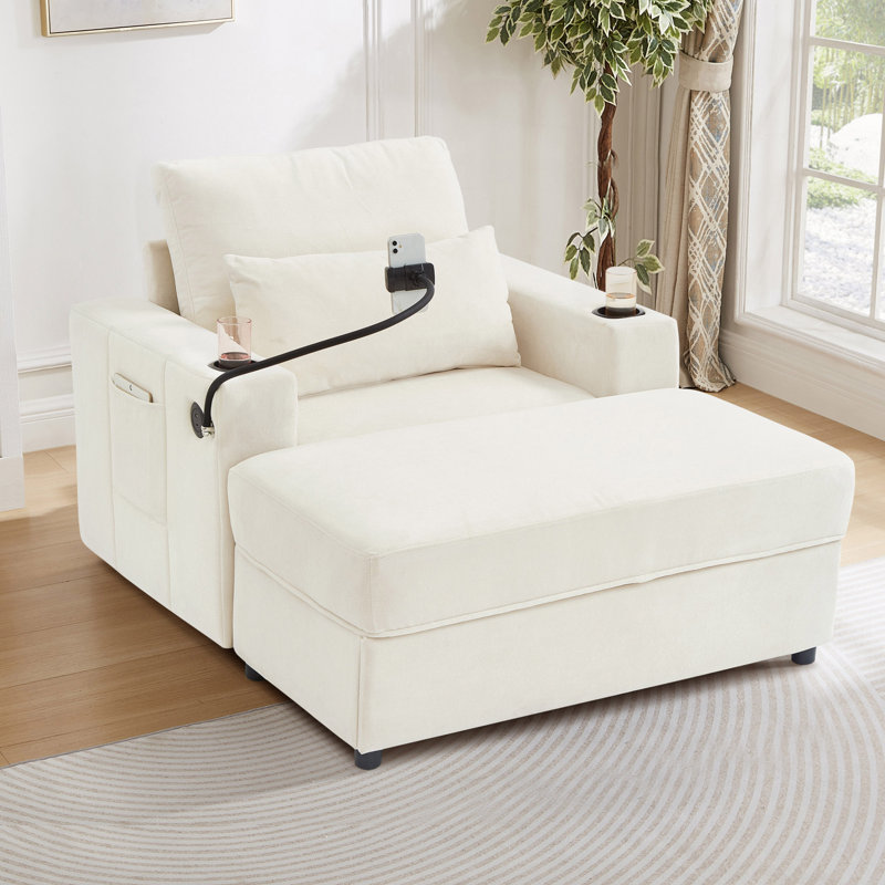 Canapé avec repose-pieds de 42,5 po Keir, Beige