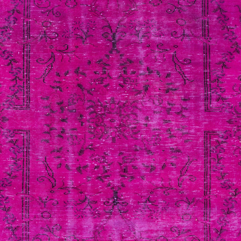 Tapis de salon 5,7 x 9 pi rose pour intérieurs modernes, noué et tissé à la main en Turquie